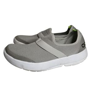 OOFOS OOmg Sport Low Recovery Shoe Slip-On Grey/White Womens Size 8.5